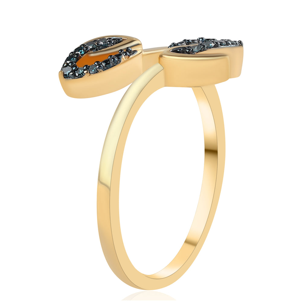 Anillo de Plata Bañada en Oro con Diamante Azul 2 