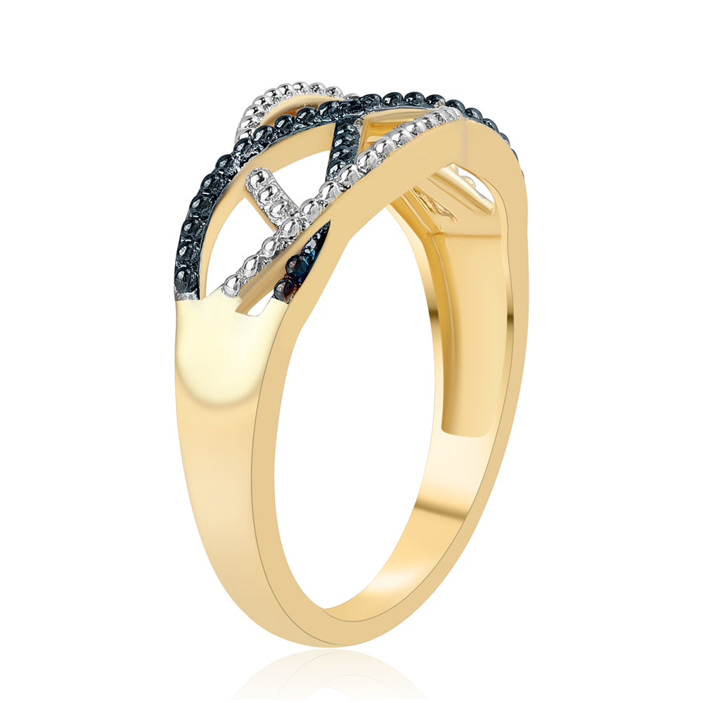 Anillo de Plata Bañada en Oro con Diamante Azul 2 