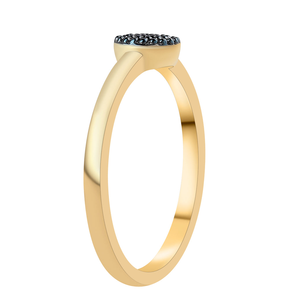 Anillo de Plata Bañada en Oro con Diamante Azul 2 