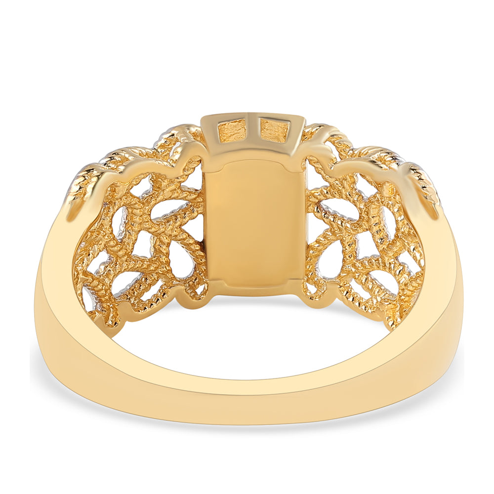 Anillo de Plata Bañada en Oro con Diamante Azul