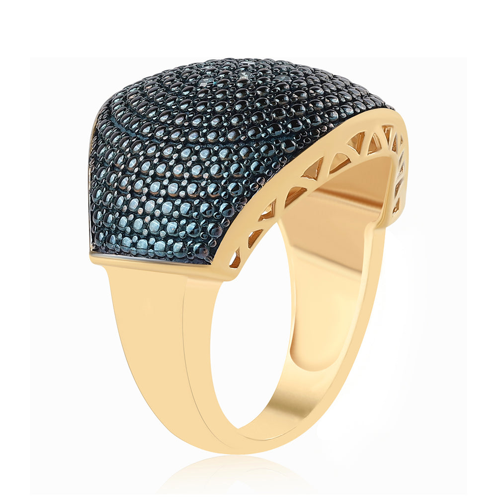 Anillo de Plata Bañada en Oro con Diamante Azul 2 