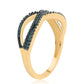 Anillo de Plata Bañada en Oro con Diamante Azul