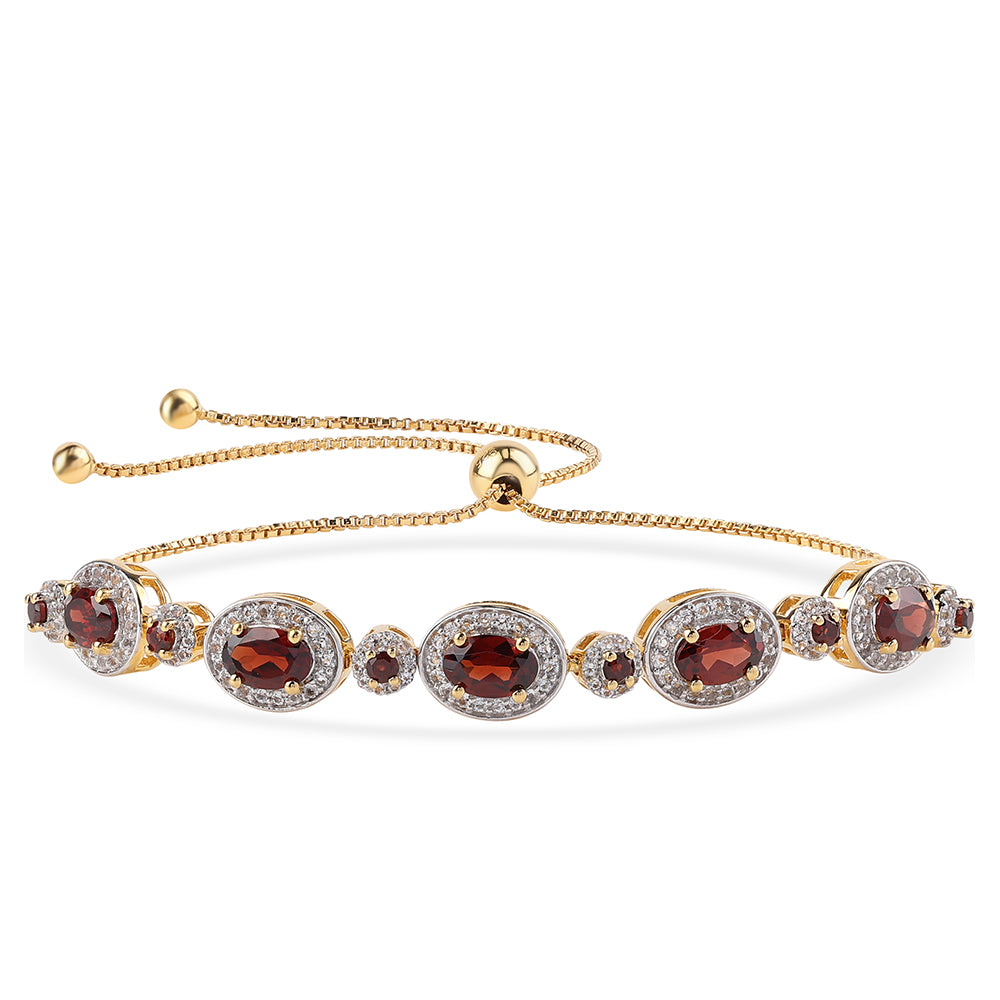 Pulsera de Plata Bañada en Oro con Granate Barton 1 