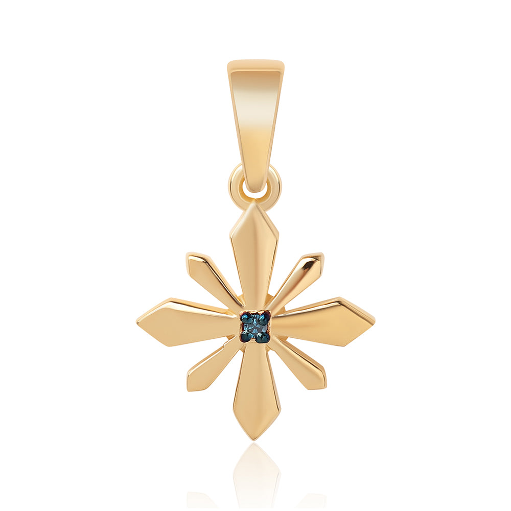 Colgante de Plata Bañada en Oro con Diamante Azul 1 