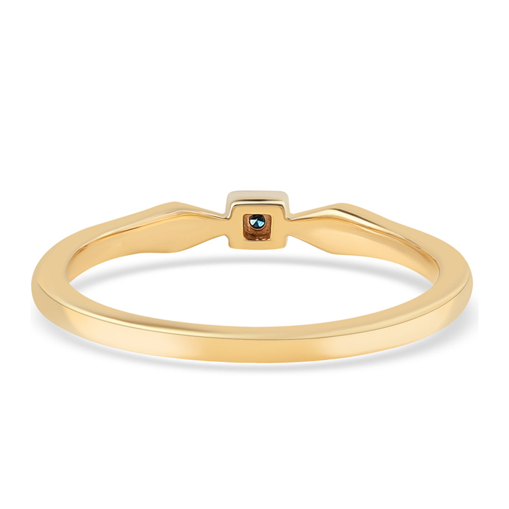 Anillo de Plata Bañada en Oro con Diamante Azul 3 