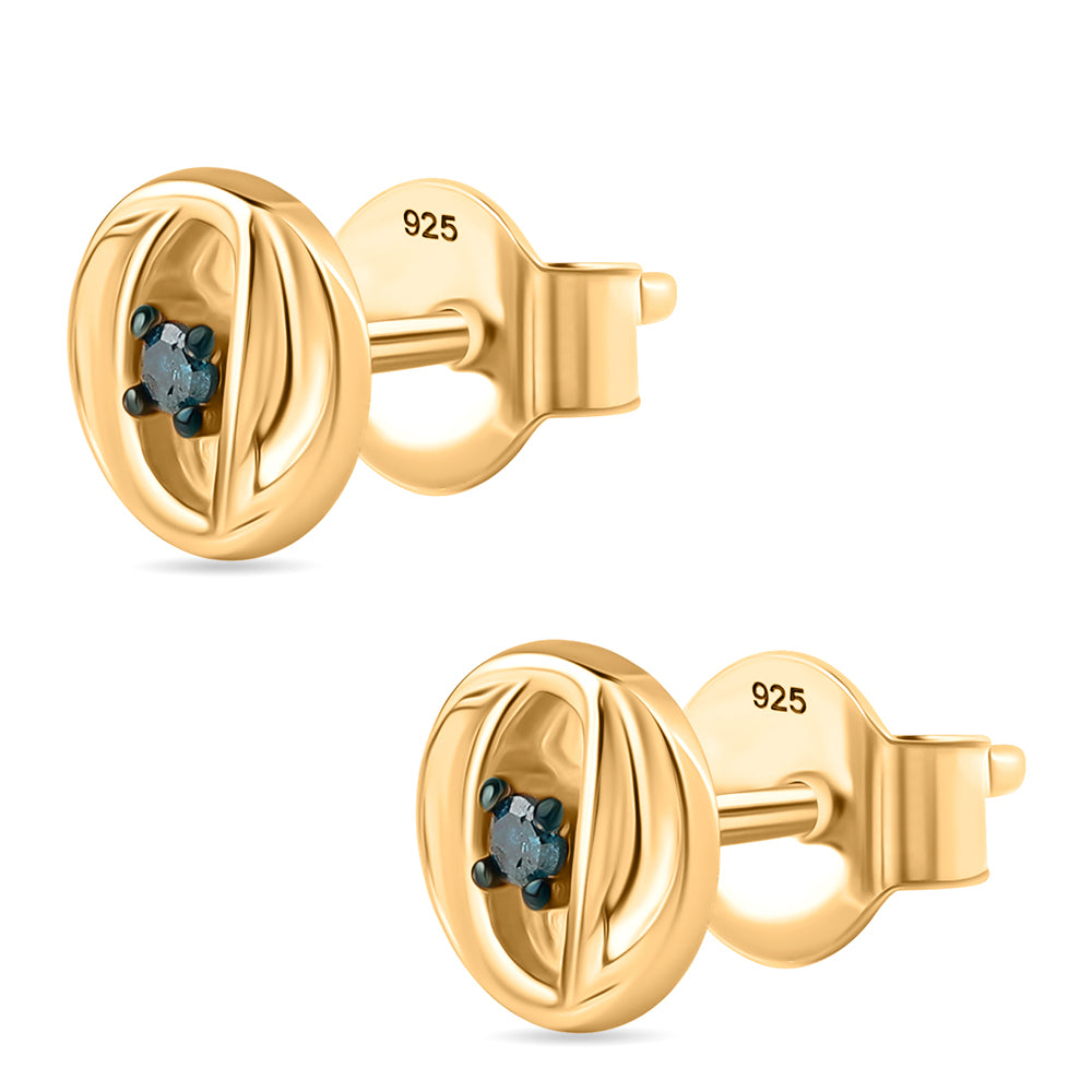 Pendientes de Plata Bañada en Oro con Diamante Azul 2 