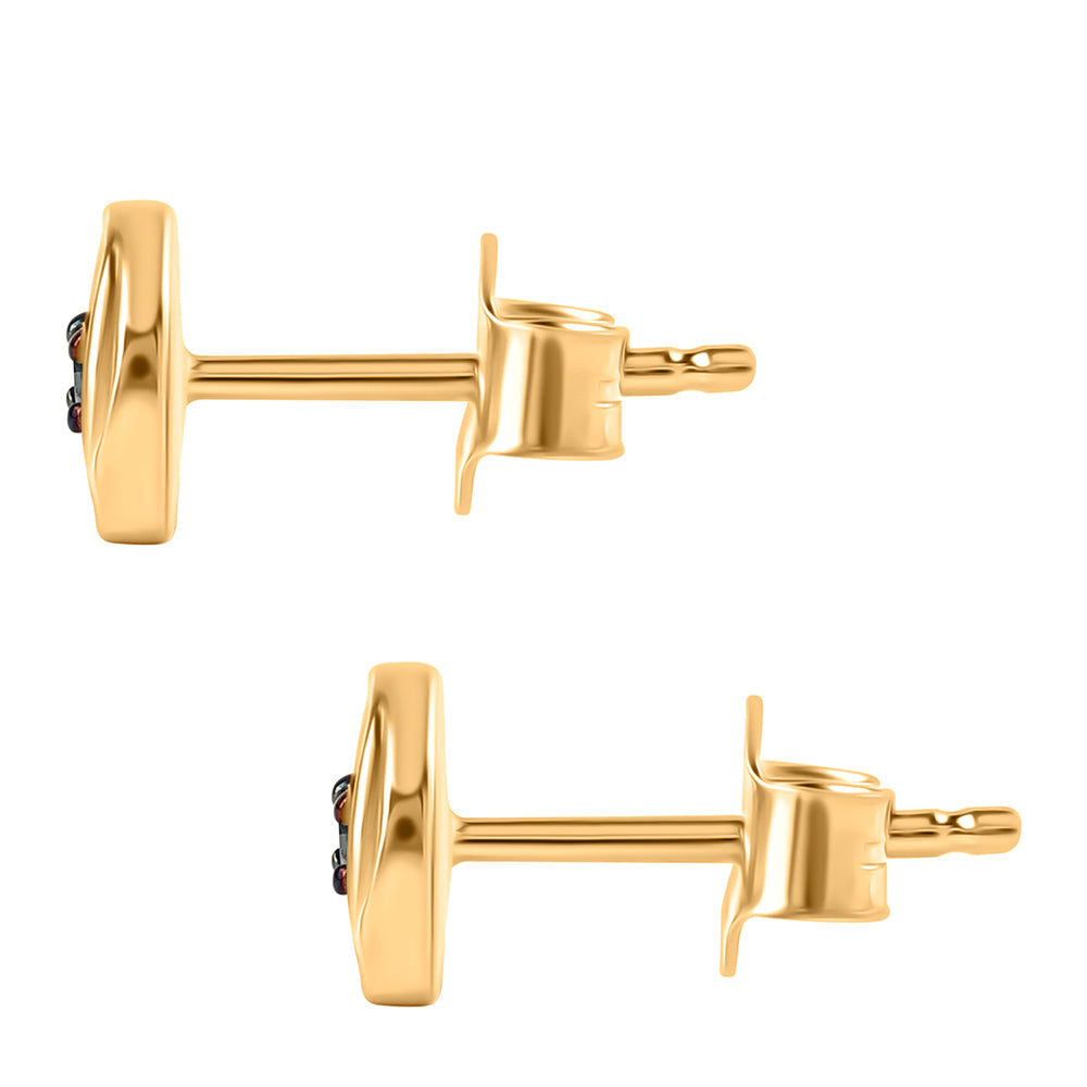 Pendientes de Plata Bañada en Oro con Diamante Azul 3 