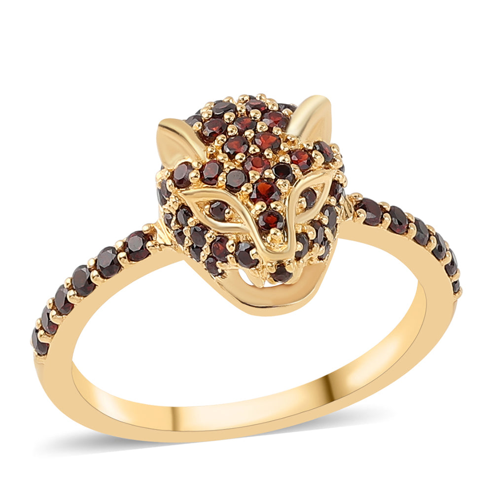 Anillo de Plata Bañada en Oro con Granate Barton 1 