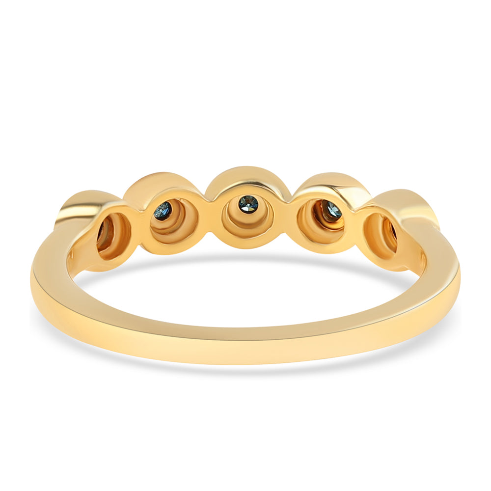 Anillo de Plata Bañada en Oro con Diamante Azul