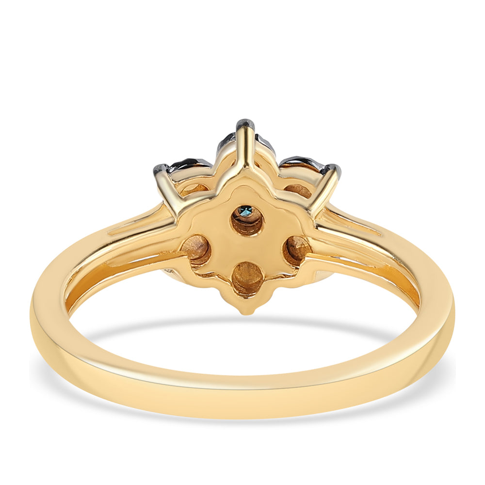 Anillo de Plata Bañada en Oro con Diamante Azul 2 