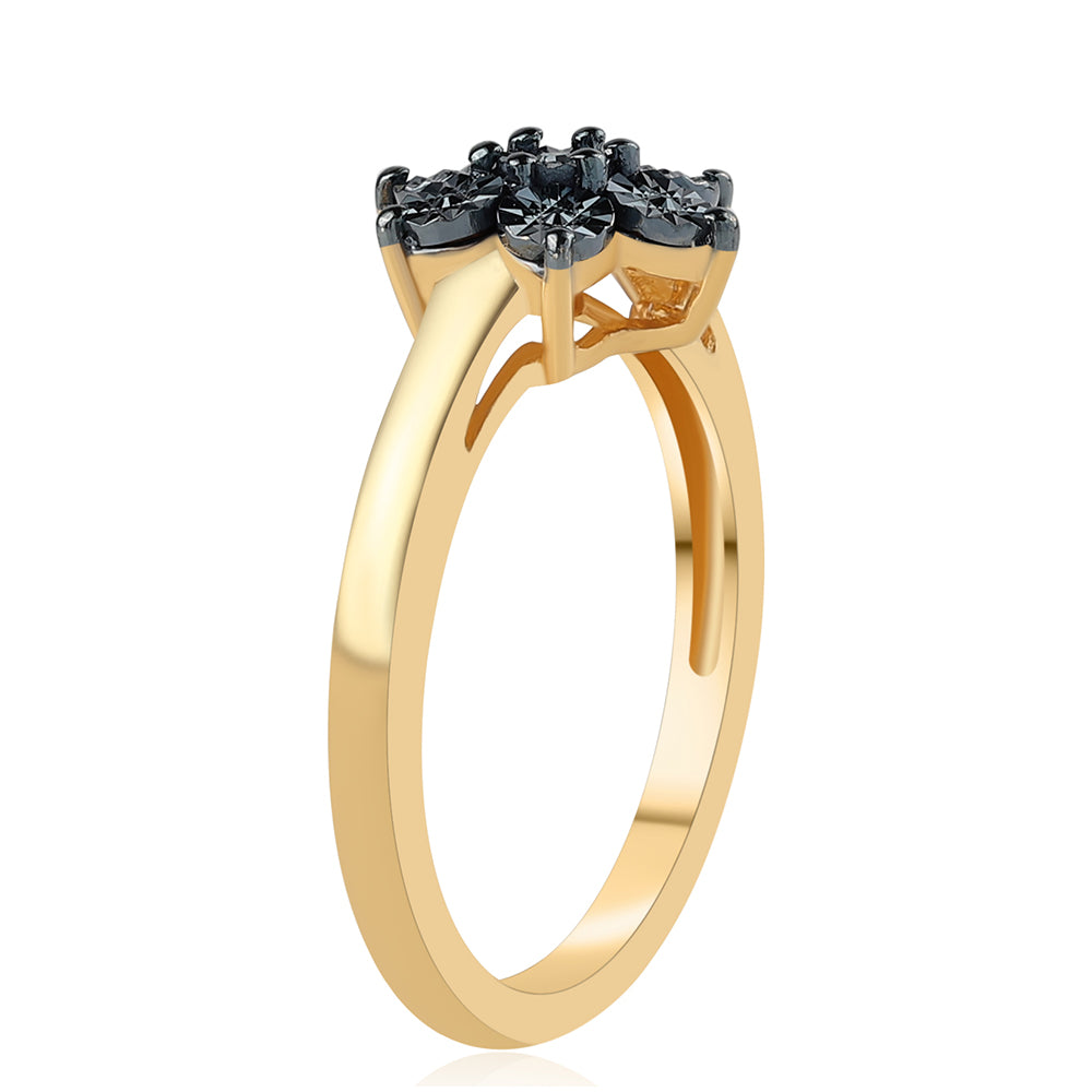 Anillo de Plata Bañada en Oro con Diamante Azul