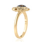Anillo de Plata Bañada en Oro con Diamante Azul