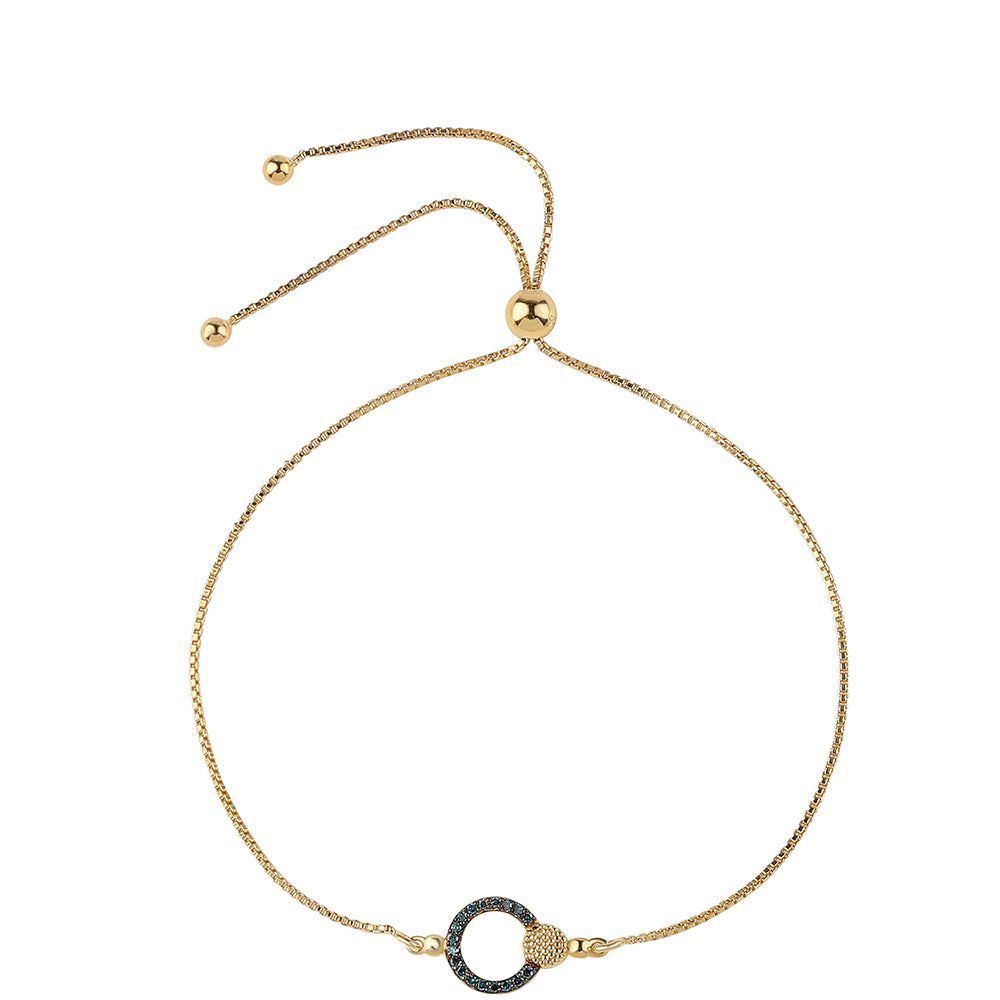 Pulsera de Plata Bañada en Oro con Diamante Azul