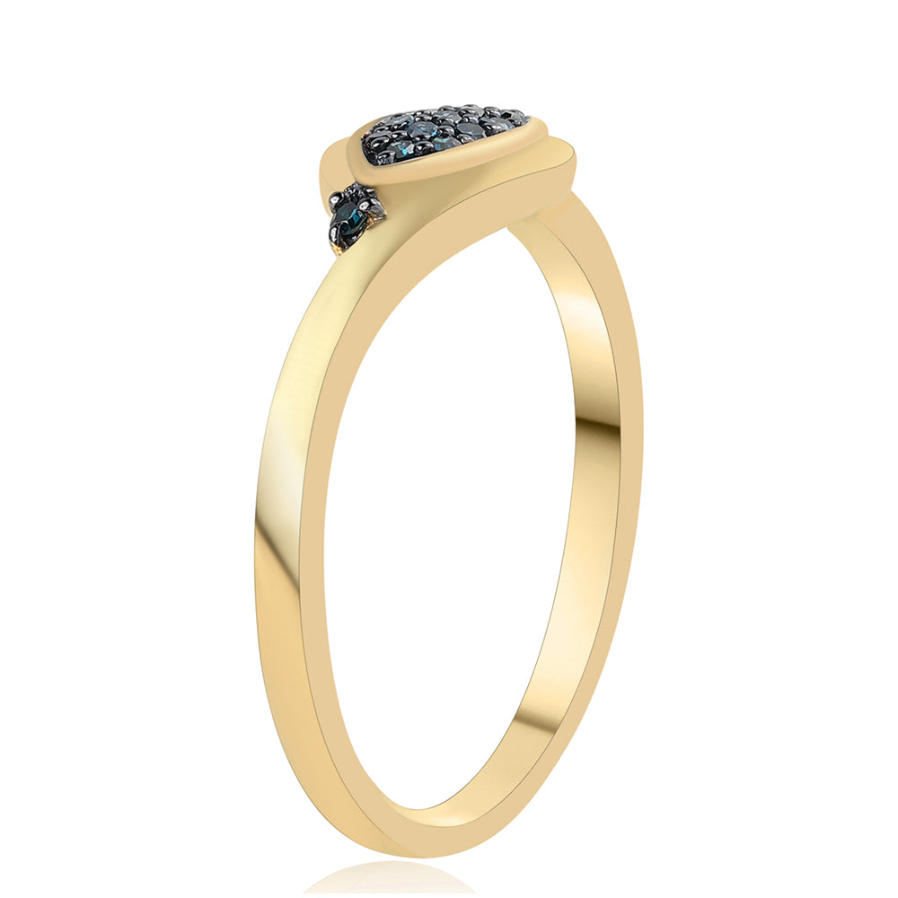 Anillo de Plata Bañada en Oro con Diamante Azul 2 