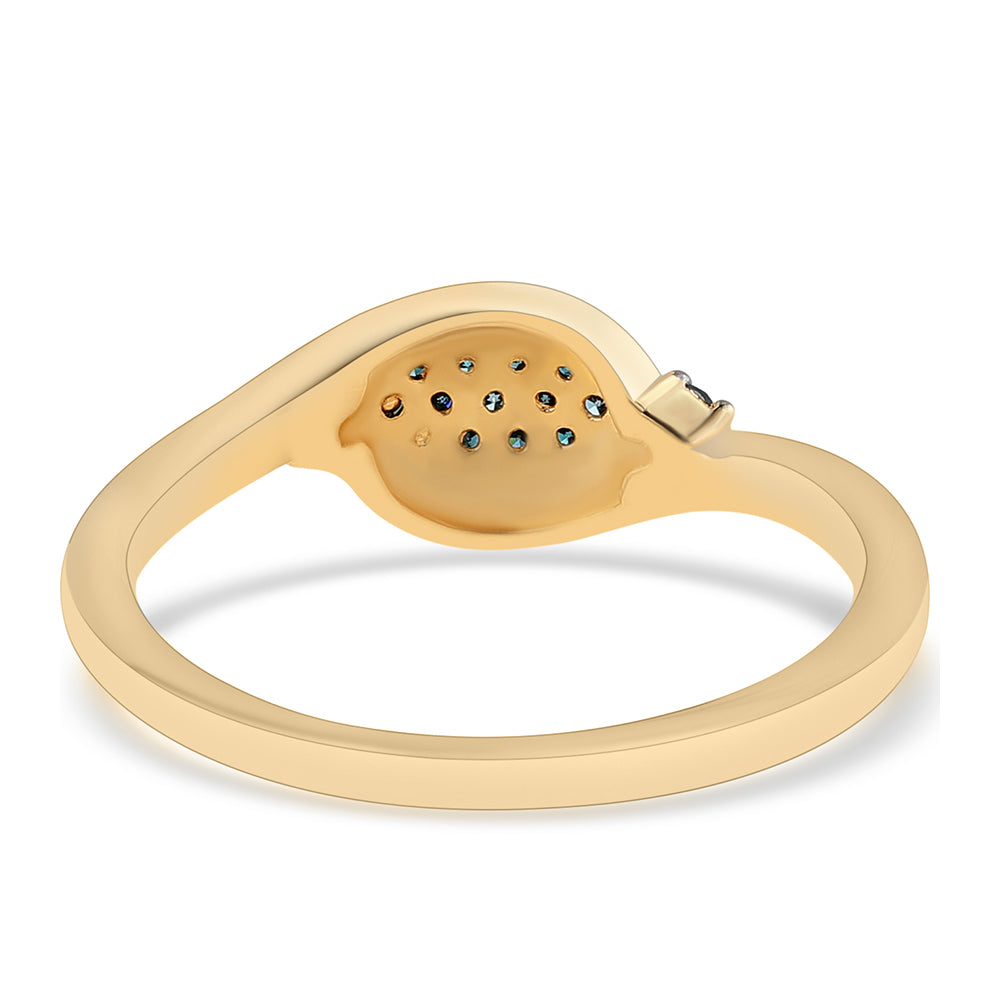 Anillo de Plata Bañada en Oro con Diamante Azul