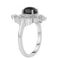 Anillo de Plata con Ópalo negro medianoche Lega Dembi de Ëtiopía y Topacio Blanco