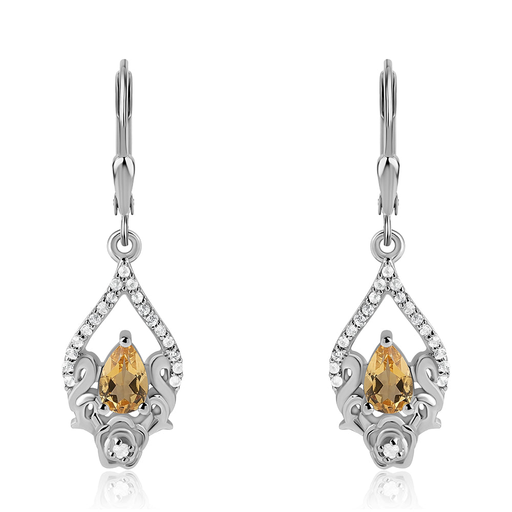 Pendientes de Plata con Citrino y Topacio Blanco 1 