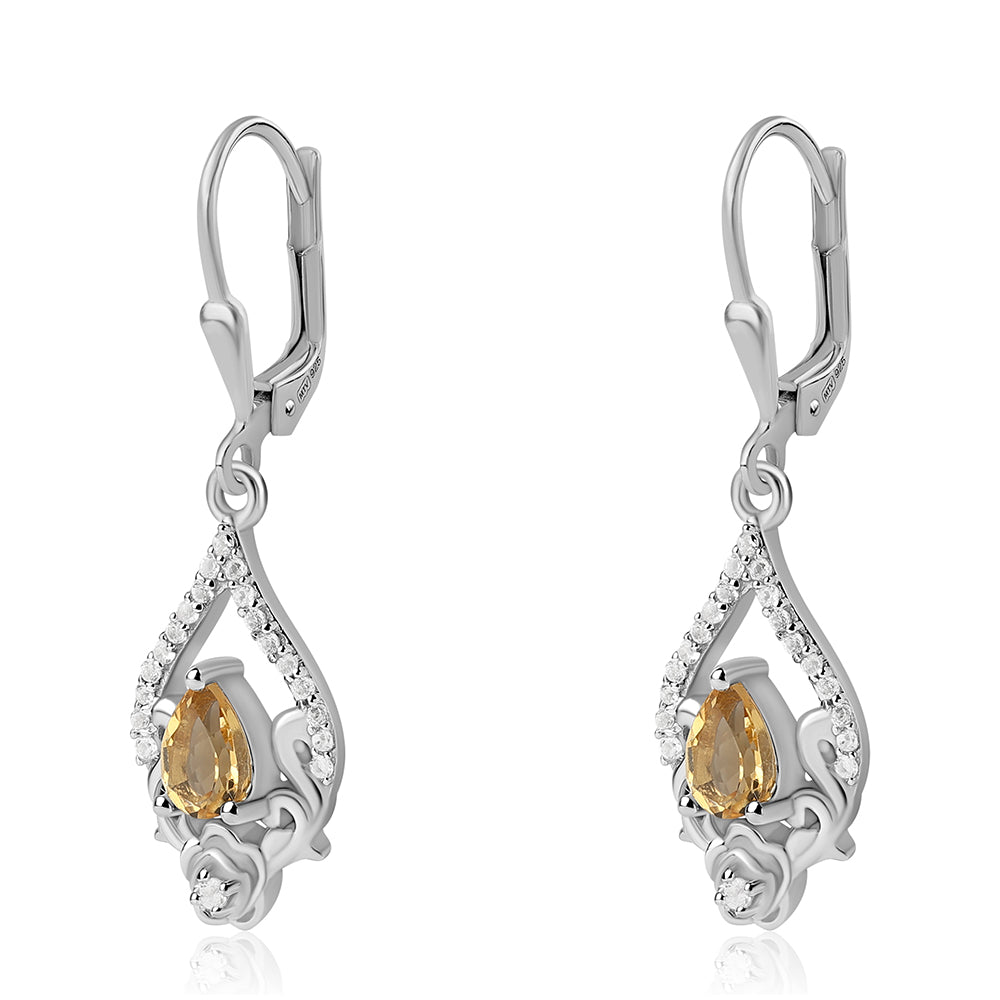 Pendientes de Plata con Citrino y Topacio Blanco 2 