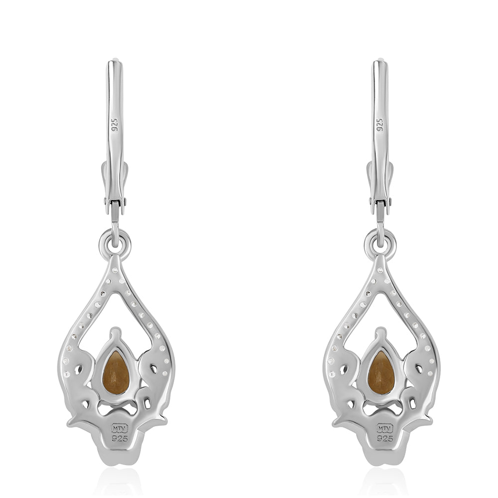 Pendientes de Plata con Citrino y Topacio Blanco 3 