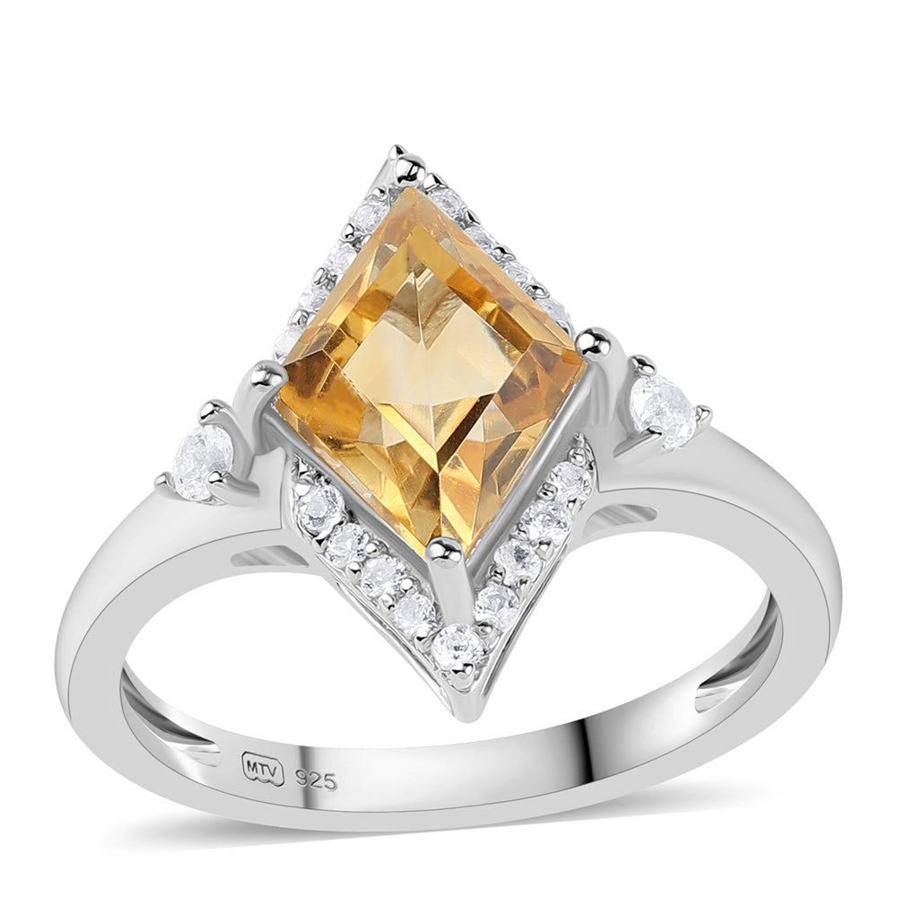 Anillo de Plata con Citrino y Topacio Blanco 1 