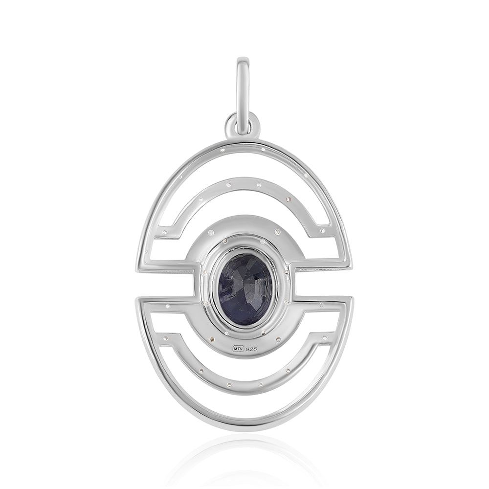Colgante de Plata con Zafiro Azul Australiano y Topacio Blanco 3 