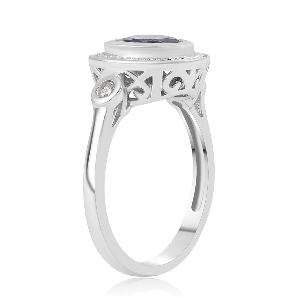 Anillo de Plata con Zafiro Azul Australiano y Topacio Blanco