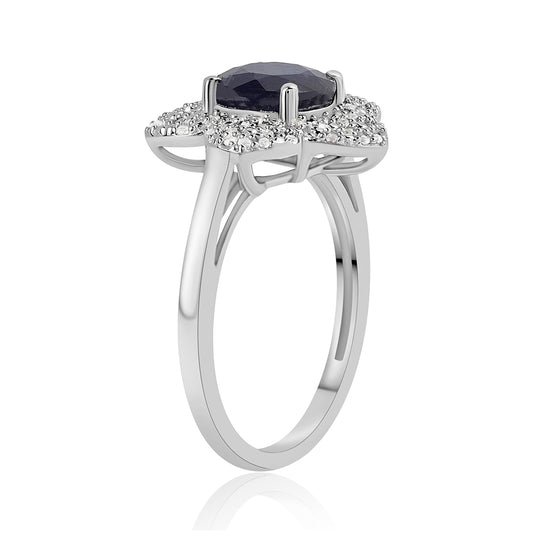 Anillo de Plata con Zafiro Azul Australiano y Topacio Blanco