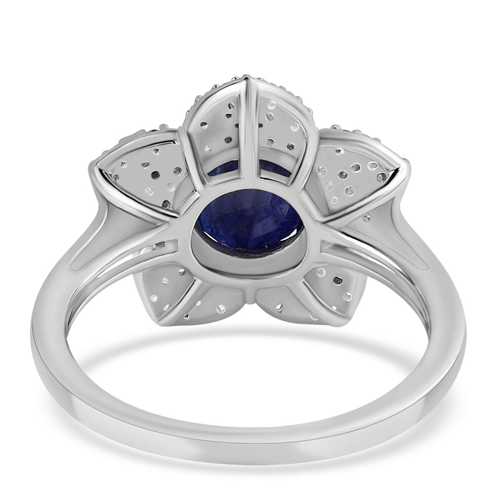 Anillo de Plata con Zafiro Azul Australiano y Topacio Blanco