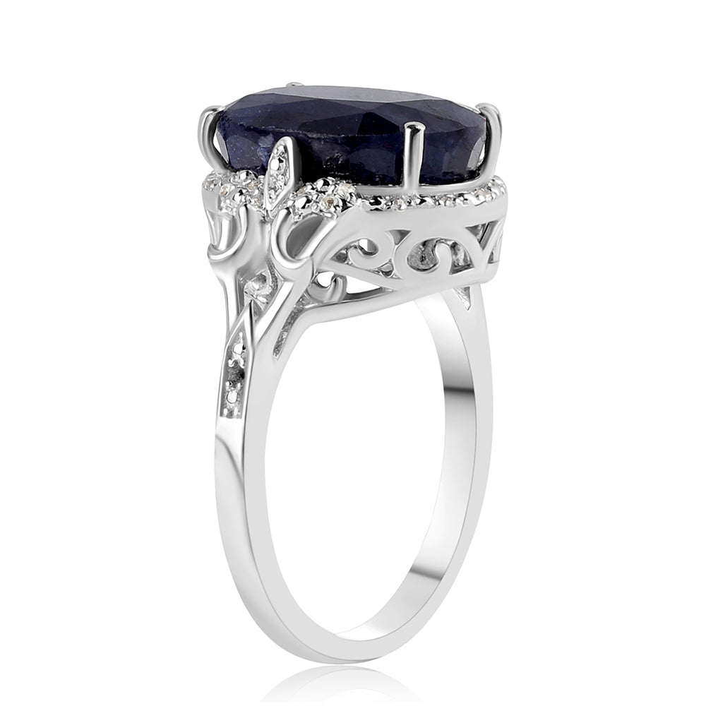 Anillo de Plata con Zafiro Azul Australiano y Topacio Blanco 2 