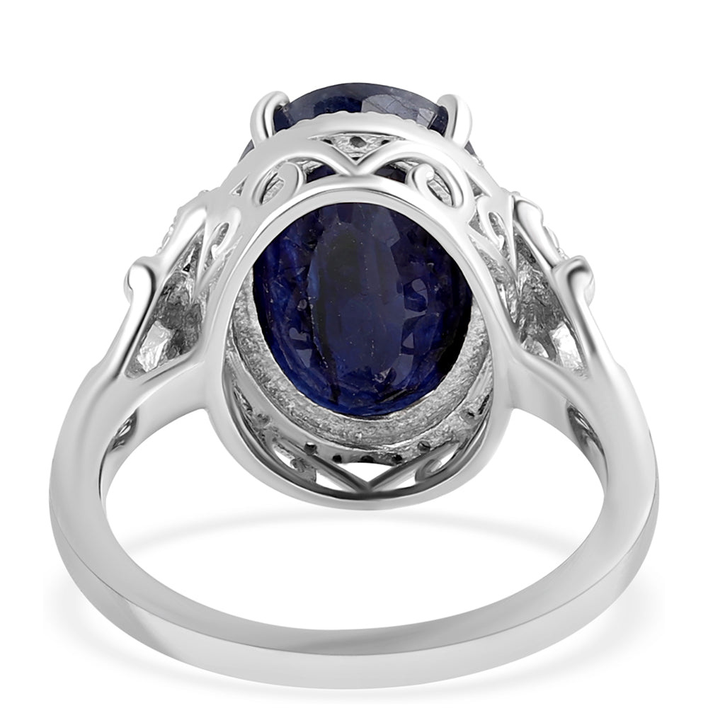 Anillo de Plata con Zafiro Azul Australiano y Topacio Blanco
