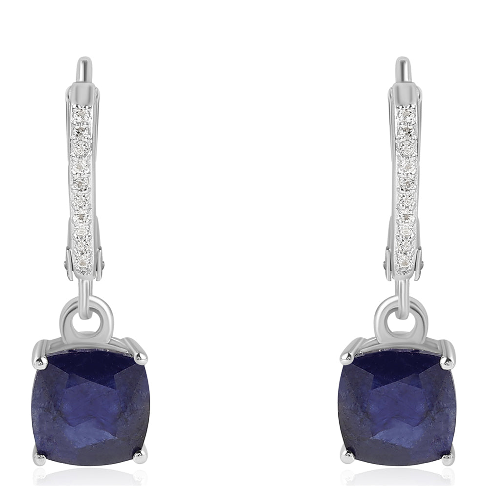 Pendientes de Plata con Zafiro Azul Australiano y Topacio Blanco