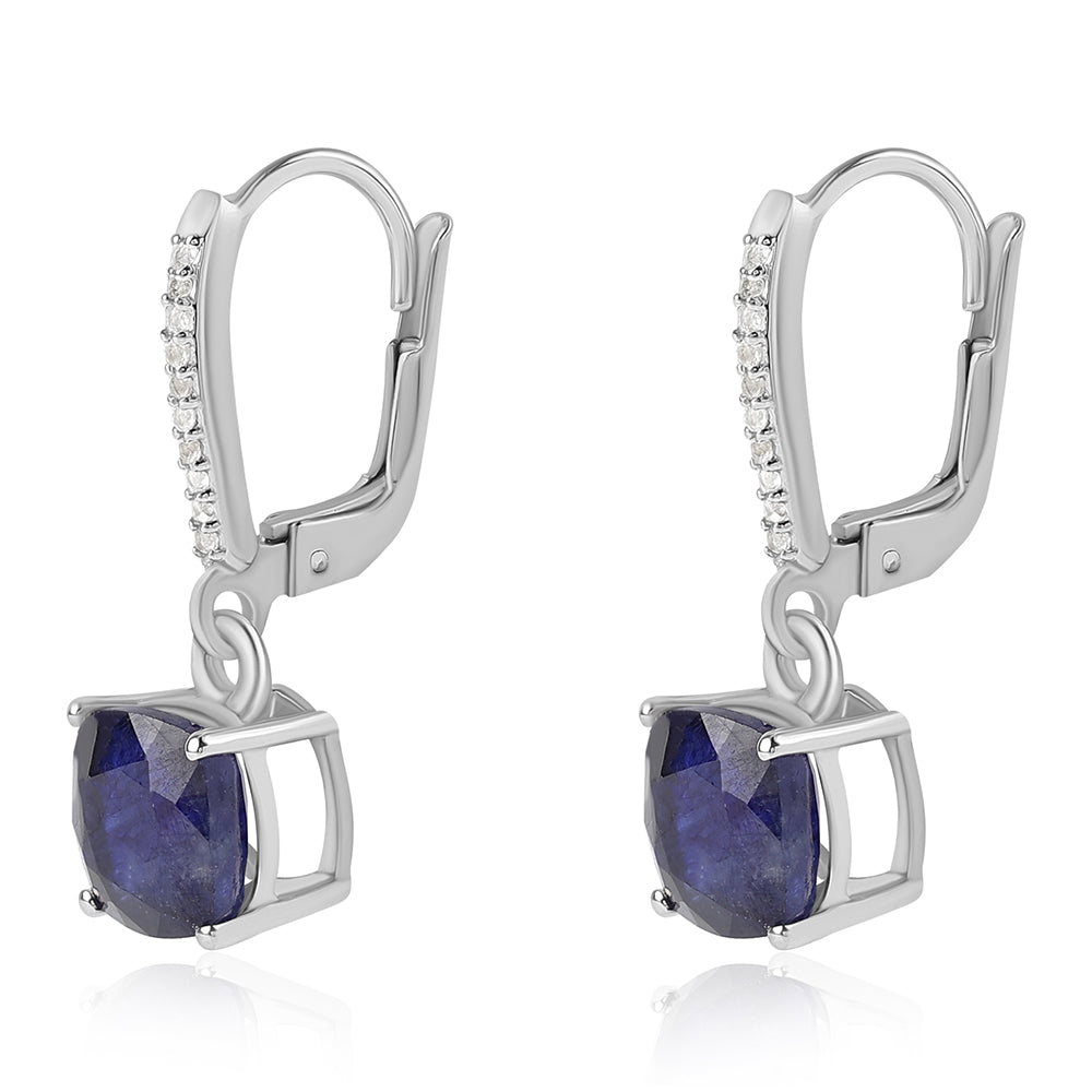 Pendientes de Plata con Zafiro Azul Australiano y Topacio Blanco 2 