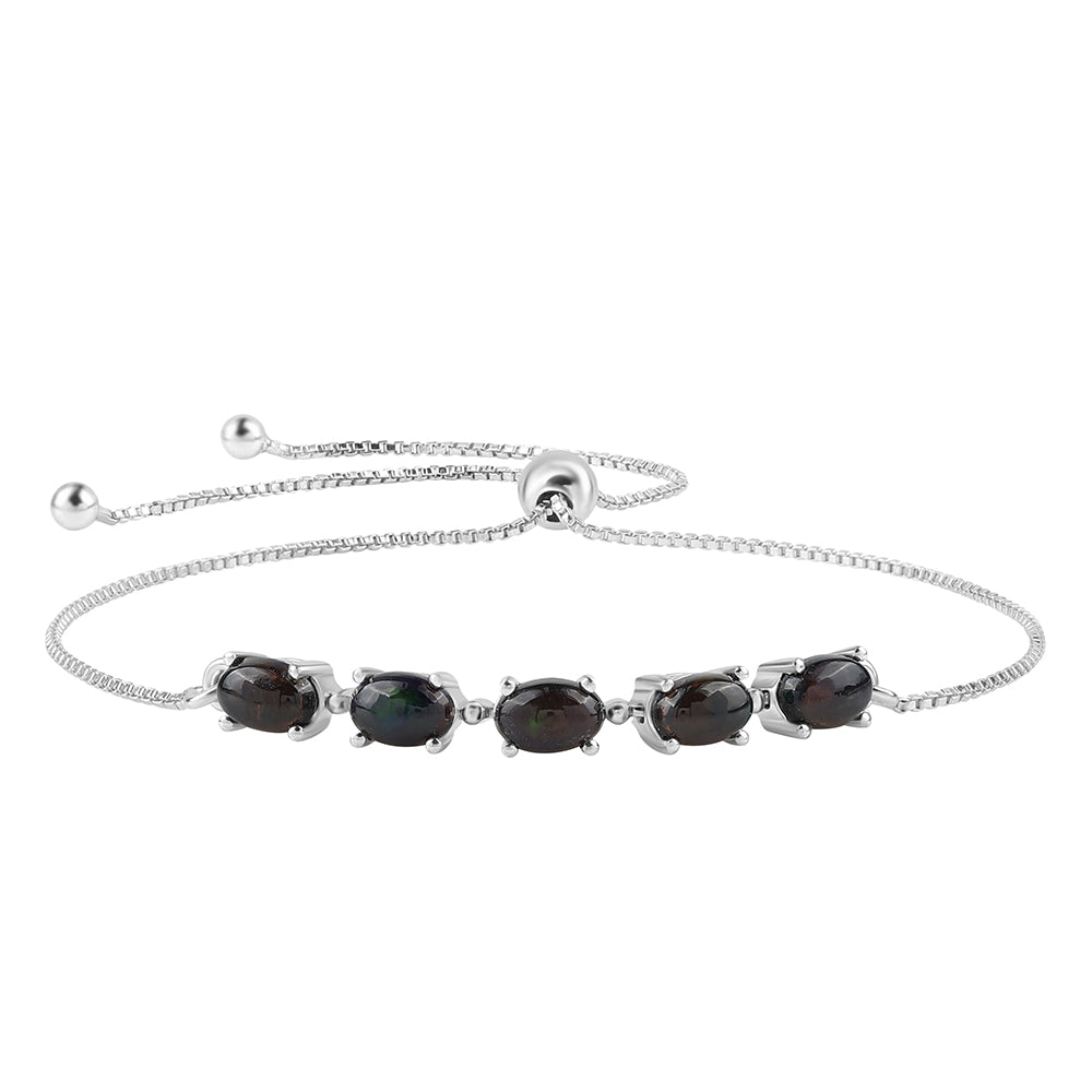Pulsera de Plata con Ópalo negro medianoche Lega Dembi de Ëtiopía