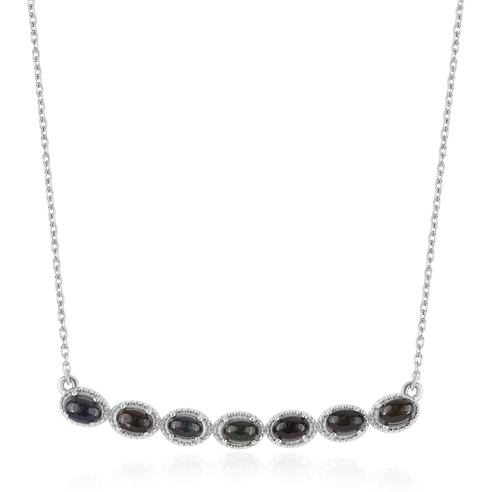 Collar de Plata con Ópalo negro medianoche Lega Dembi de Ëtiopía 1 