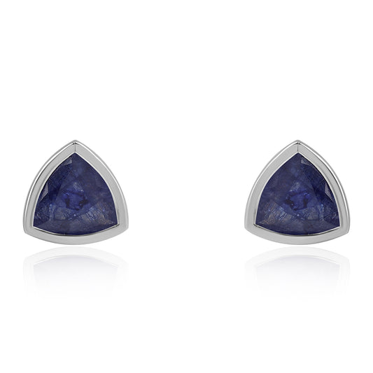 Pendientes de Plata con Zafiro Azul Australiano