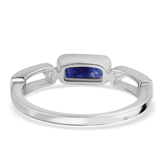 Anillo de Plata con Zafiro Azul Australiano