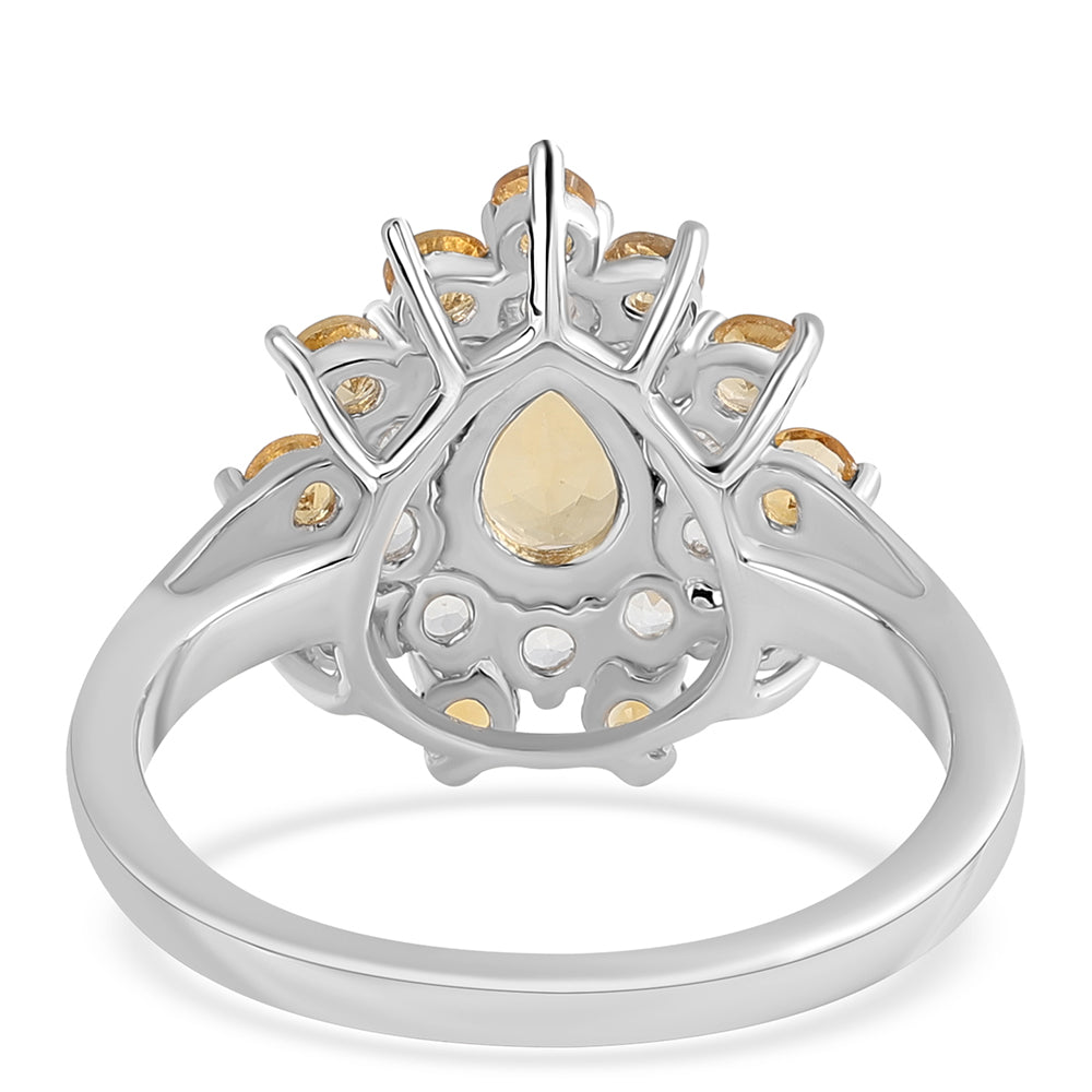Anillo de Plata con Citrino y Topacio Blanco 3 