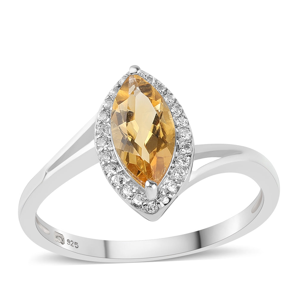 Anillo de Plata con Citrino y Topacio Blanco 1 