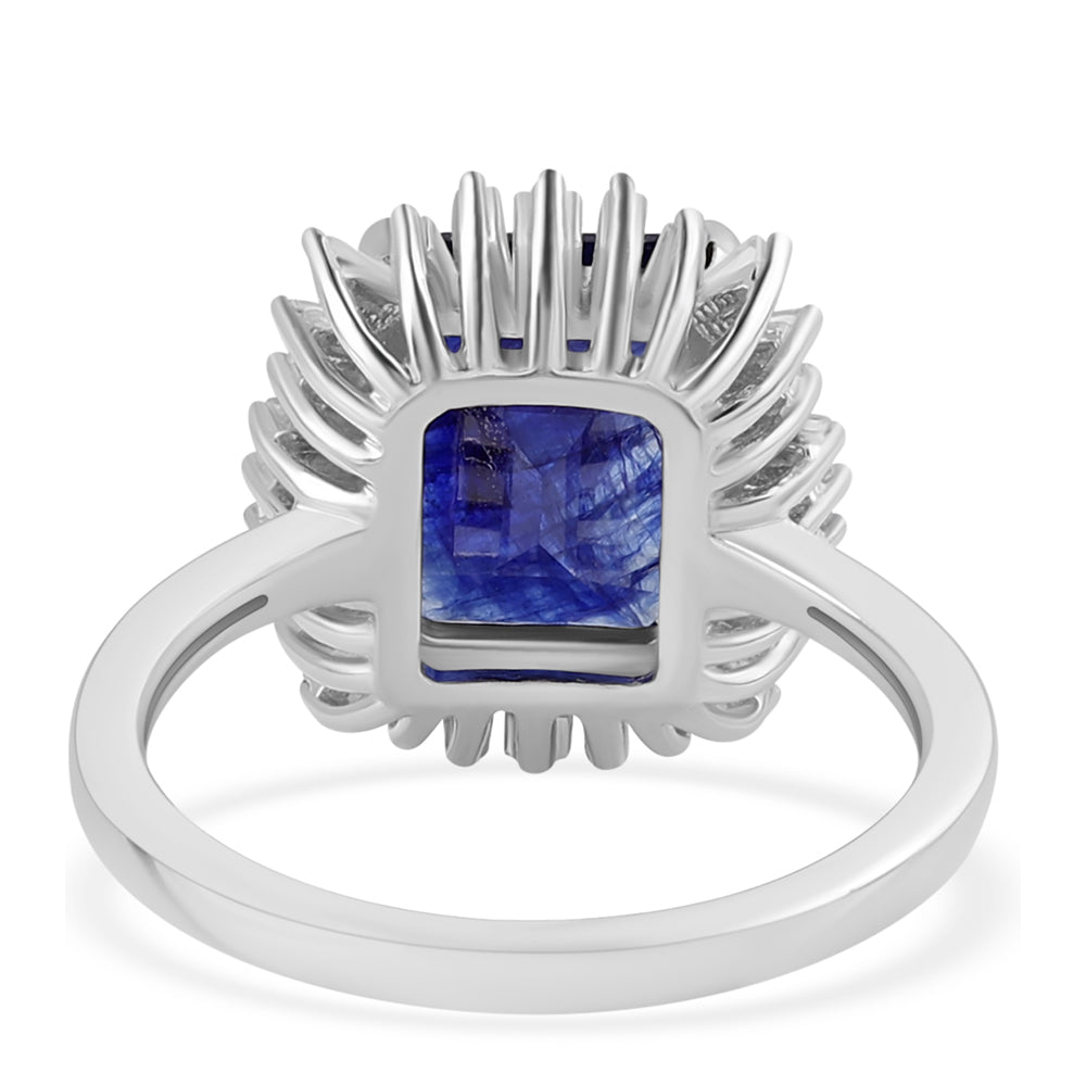 Anillo de Plata con Zafiro Azul Australiano y Topacio Blanco 3 