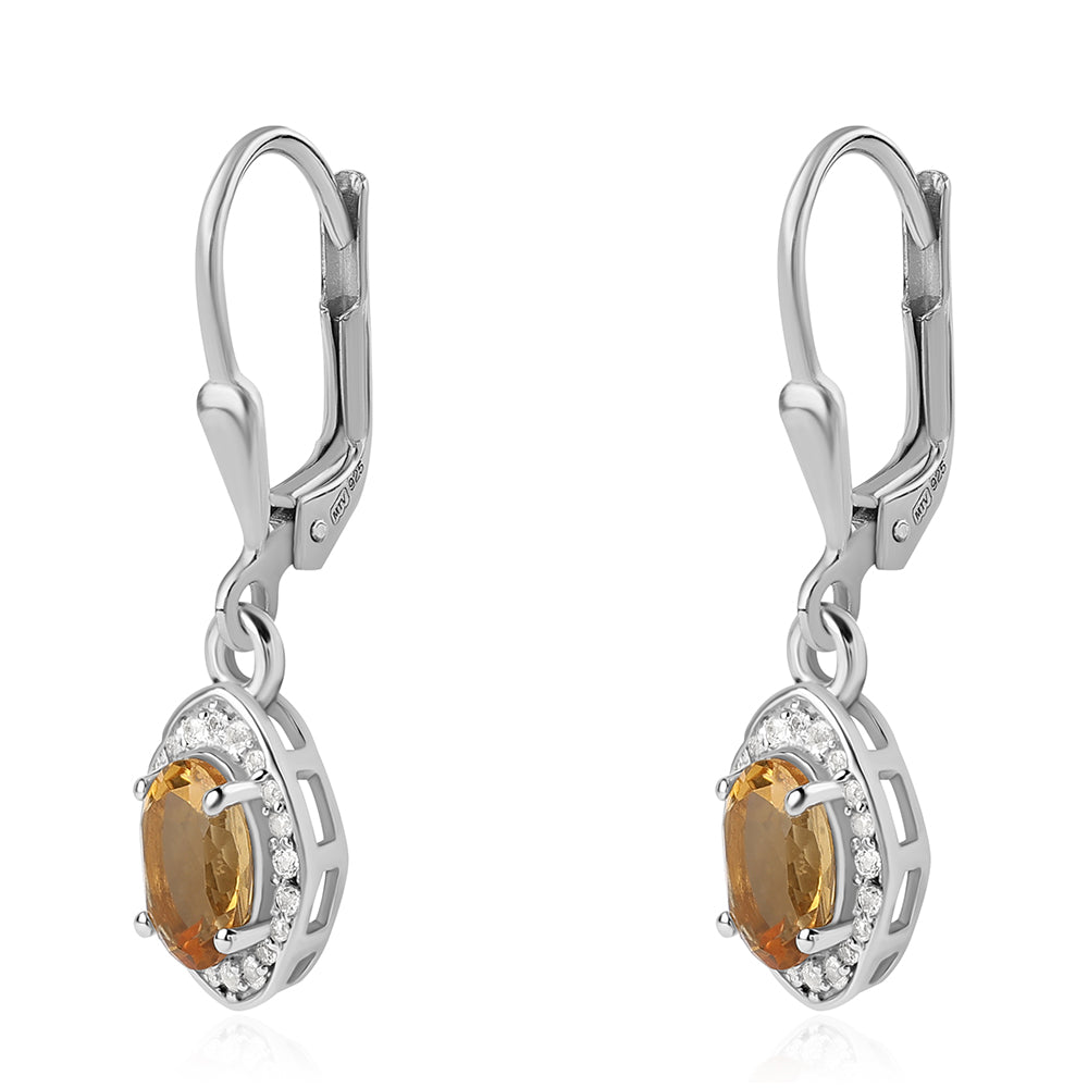 Pendientes de Plata con Citrino y Topacio Blanco 2 