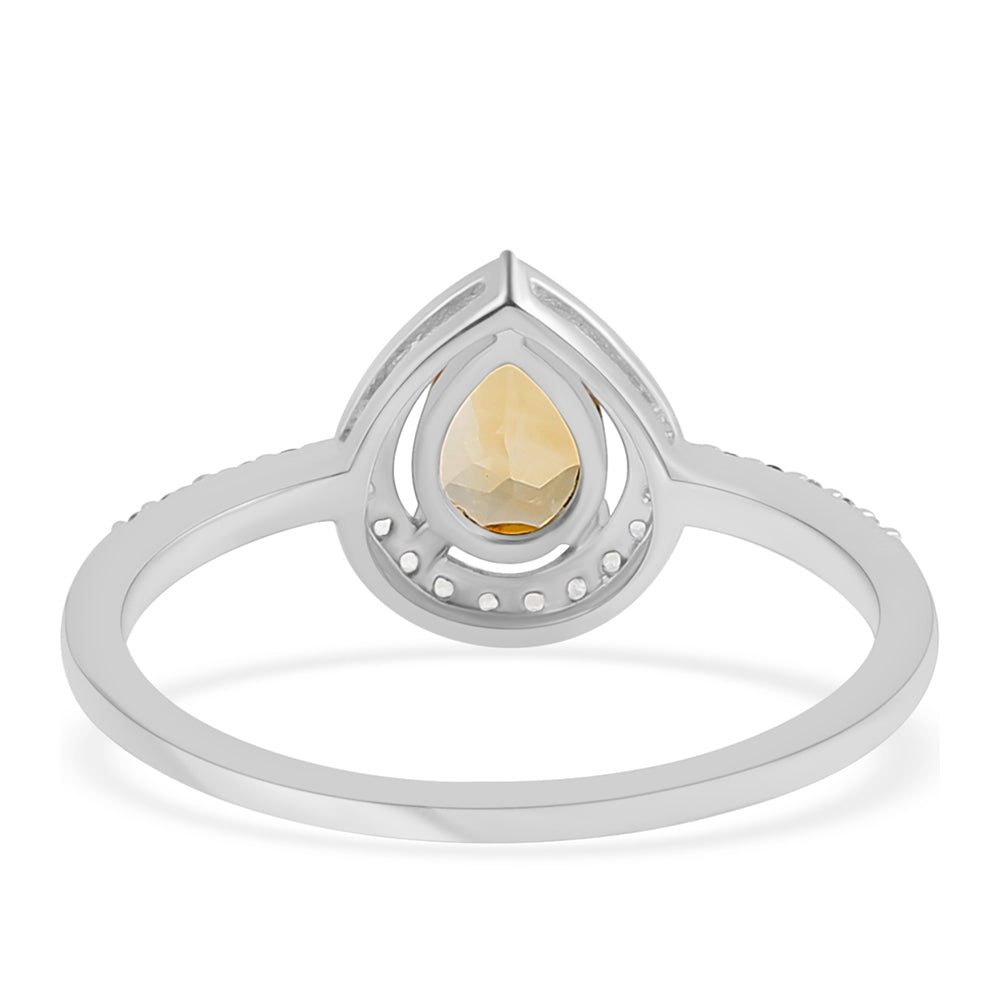 Anillo de Plata con Citrino y Topacio Blanco 2 