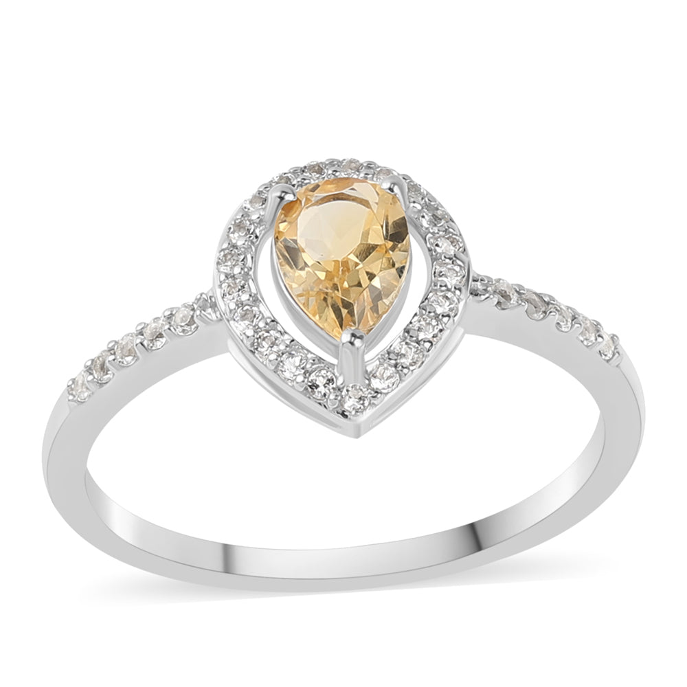 Anillo de Plata con Citrino y Topacio Blanco