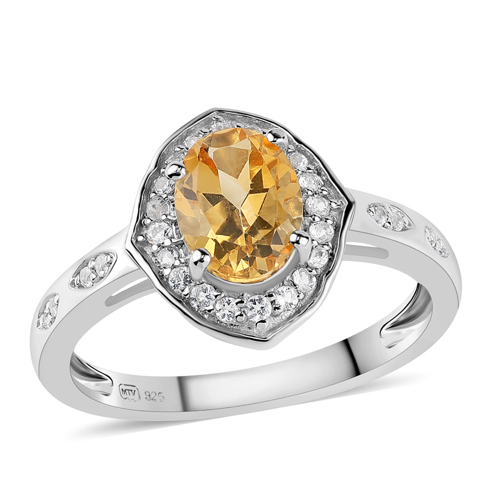 Anillo de Plata con Citrino y Topacio Blanco 1 