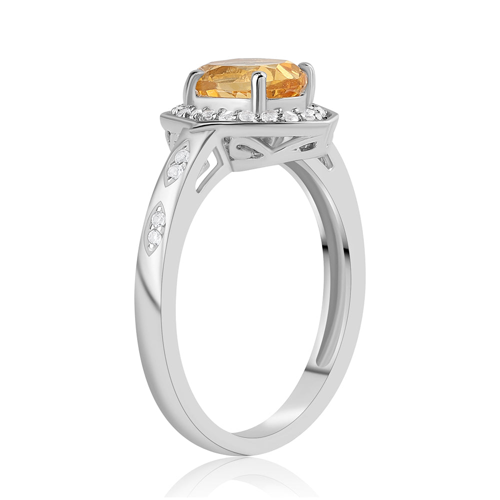 Anillo de Plata con Citrino y Topacio Blanco 2 