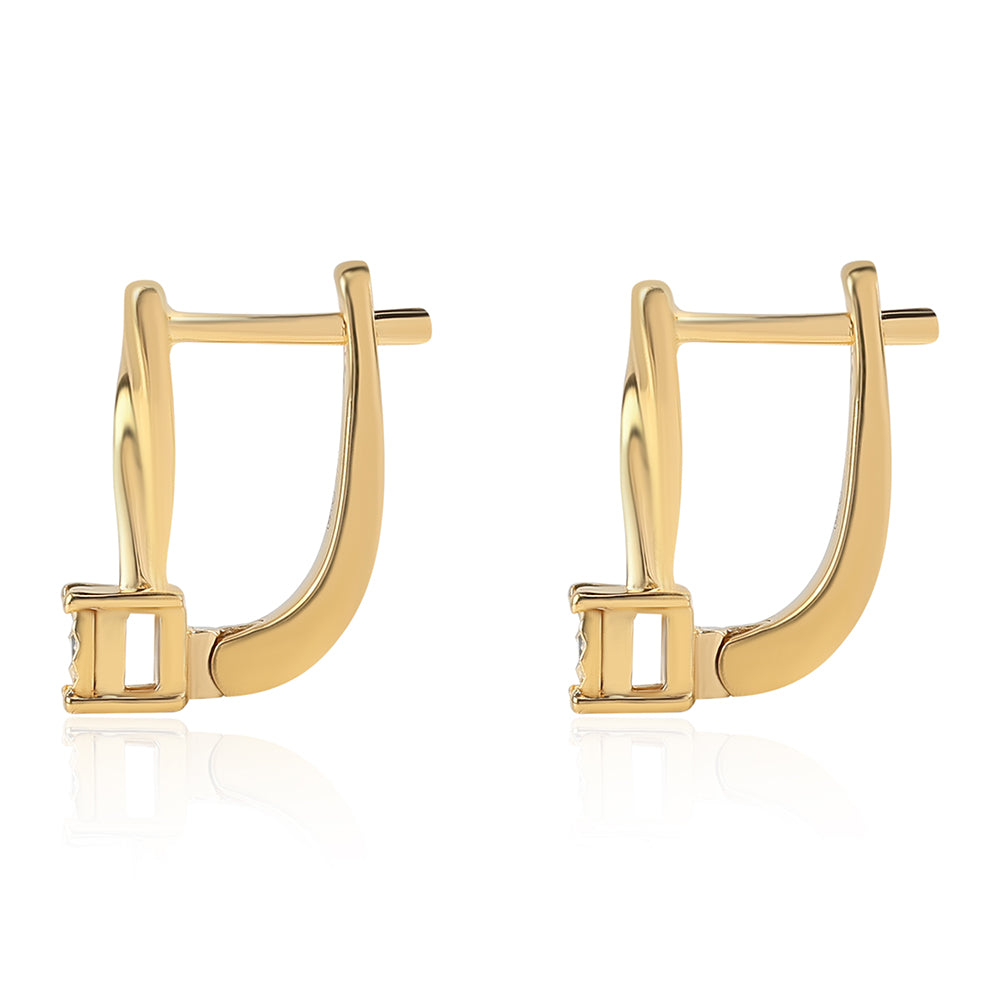Pendientes de Plata Bañada en Oro con Diamante Verde 3 