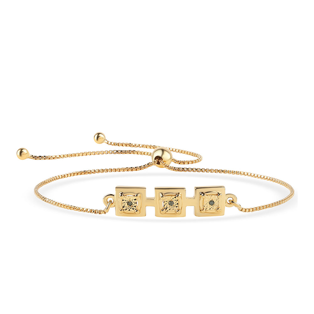 Pulsera de Plata Bañada en Oro con Diamante Verde 1 