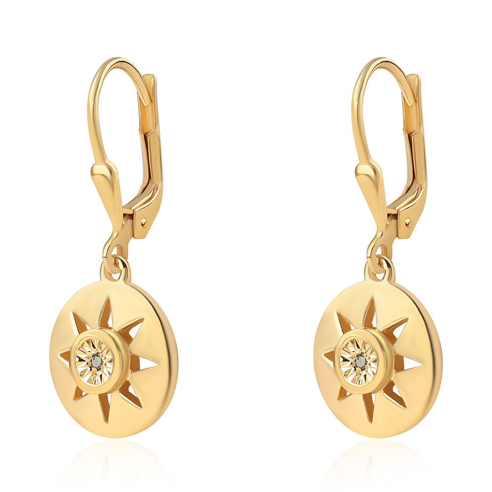Pendientes de Plata Bañada en Oro con Diamante Verde 2 