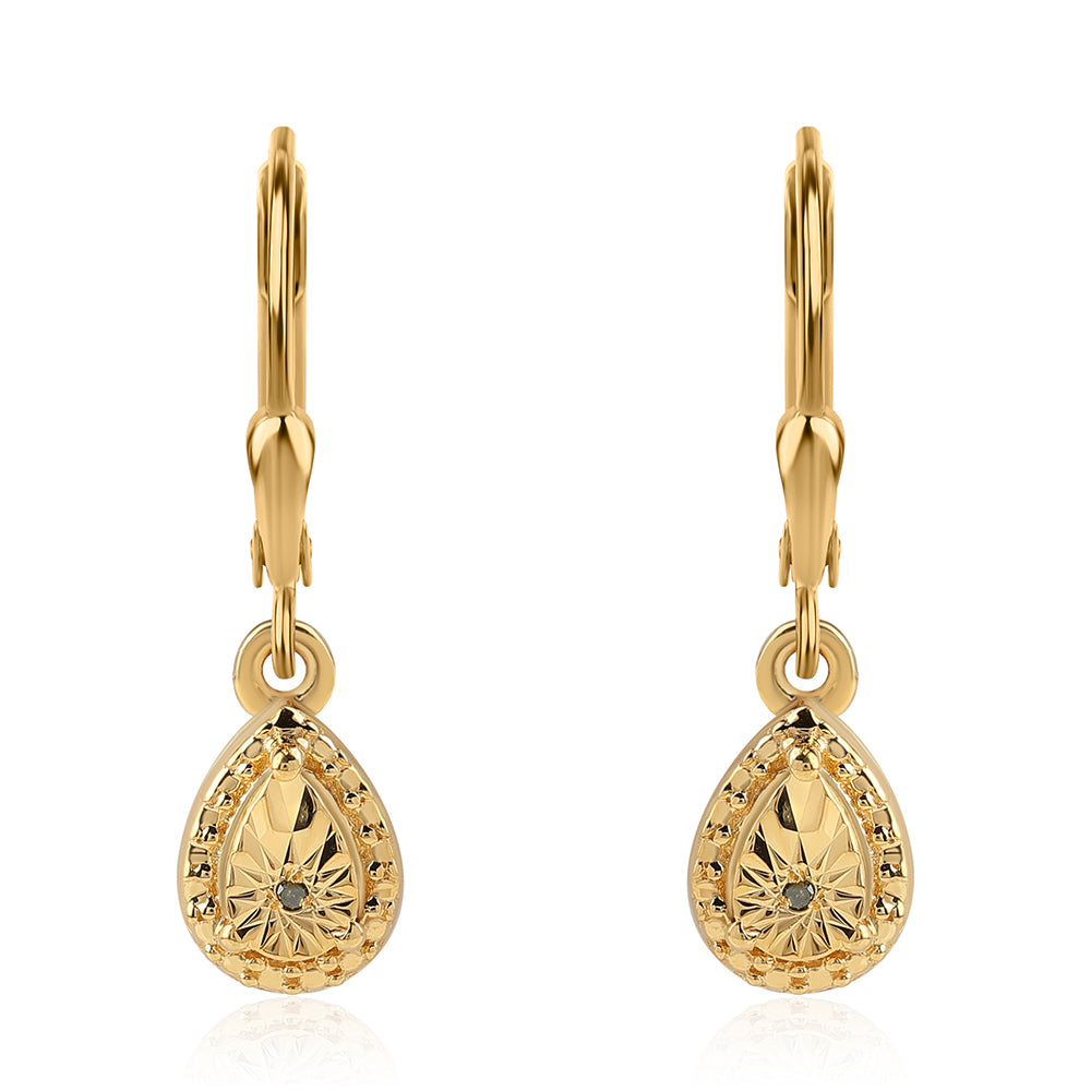 Pendientes de Plata Bañada en Oro con Diamante Verde 1 