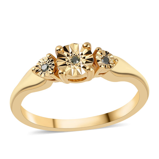 Anillo de Plata Bañada en Oro con Diamante Verde