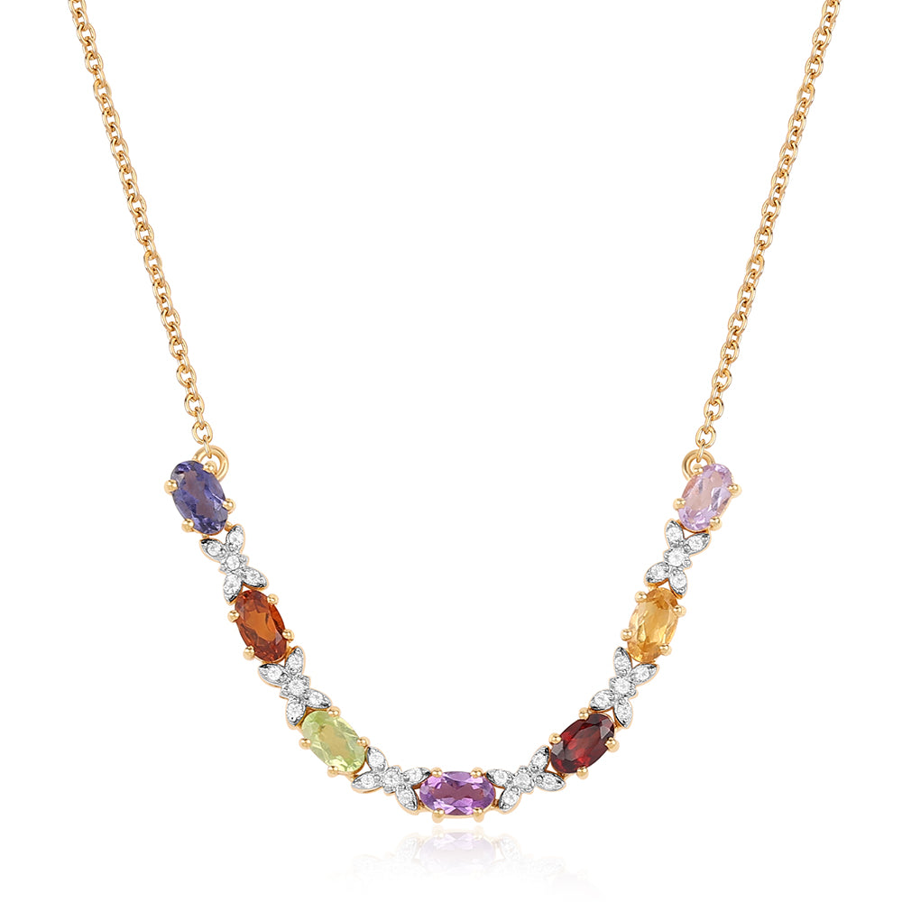 Collar de Plata Bañada en Oro con Amatista Rosa de Francia y Citrino